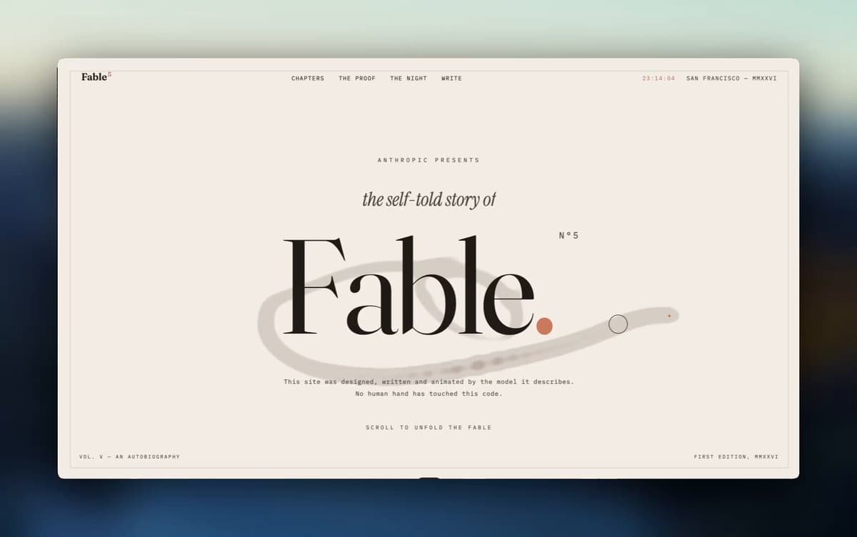 Claude Fable 5 Self-Referential Website