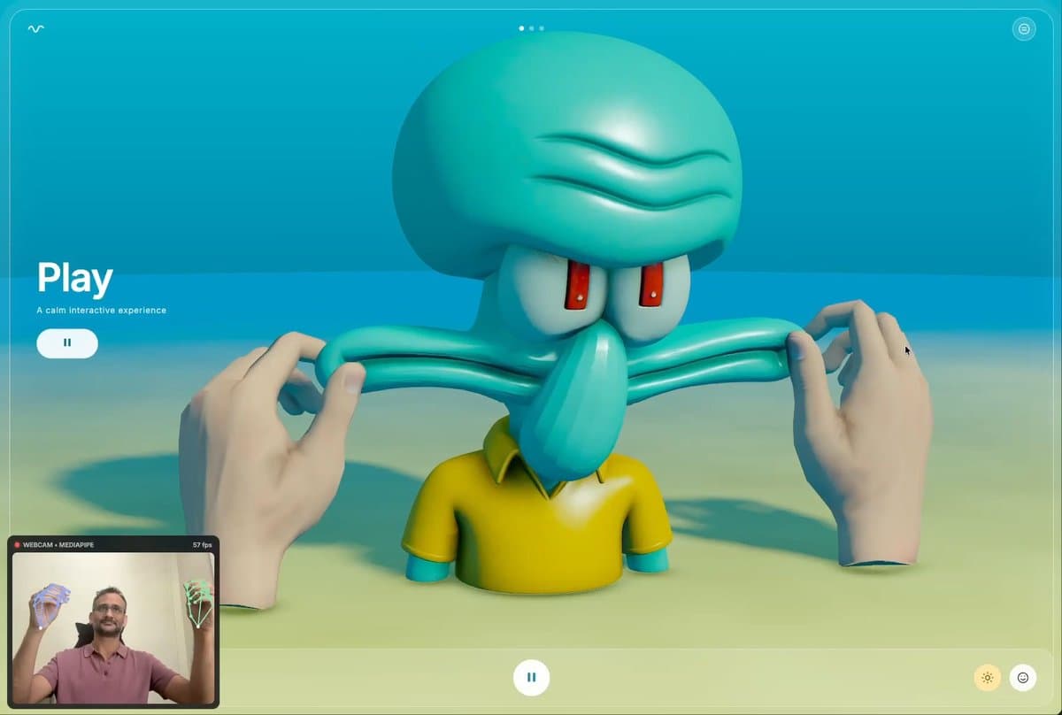 Hand-tracked 3D Octopus Physics